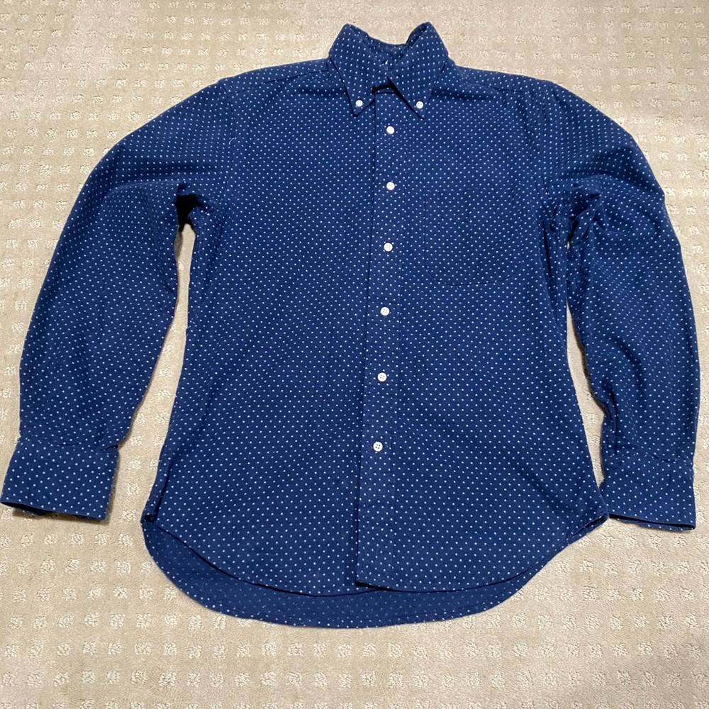 Gitman Bros. Vintage Navy Dot Flannel Size Small